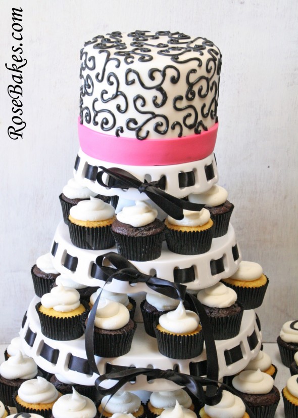 Pink and Black Wedding Cake Cupcakes