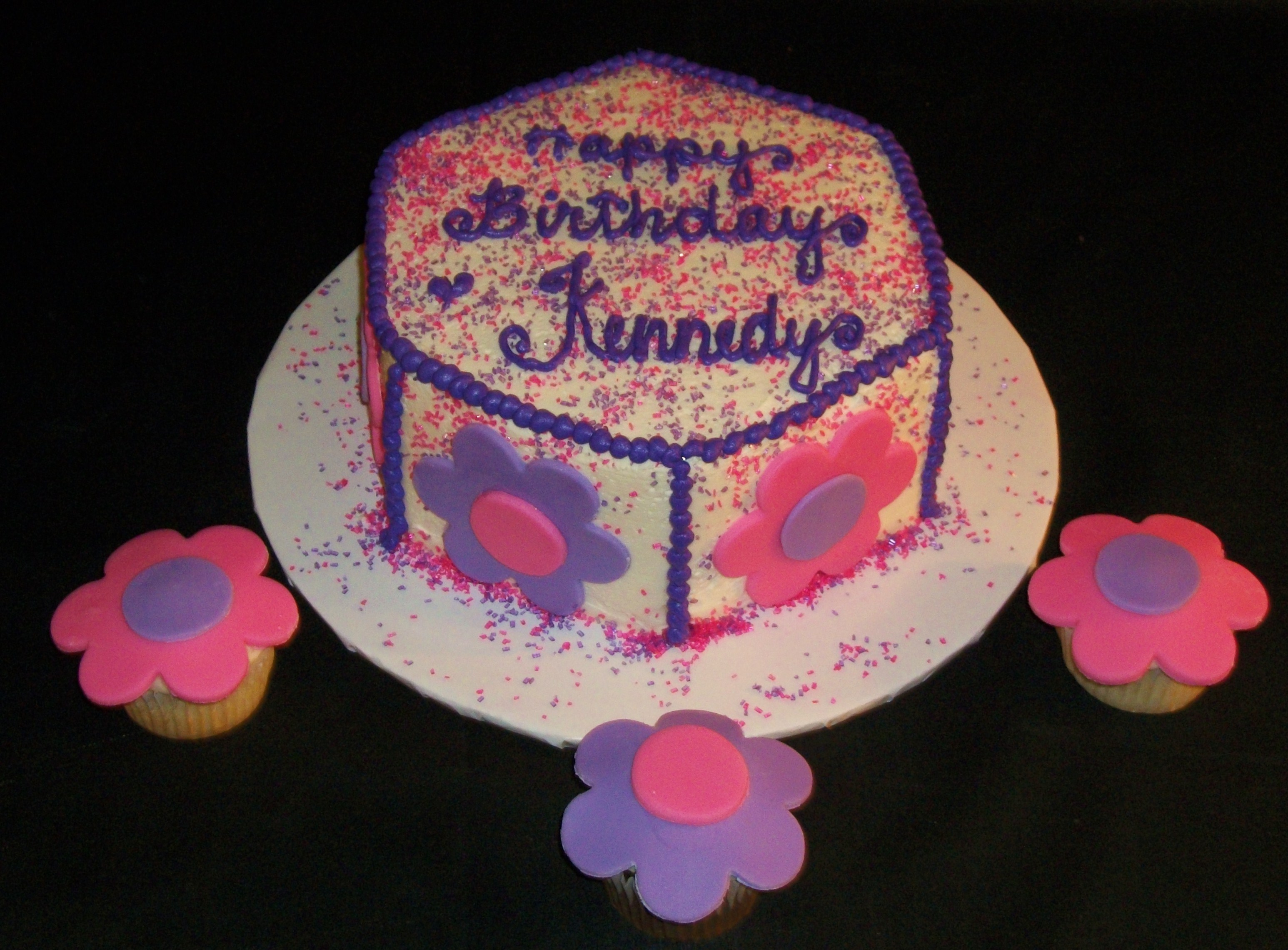 Pink and Sparkly Happy Birthday Cake