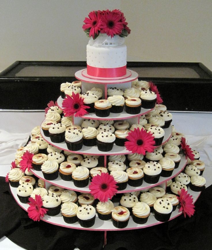 11 Photos of Pink Black And White Cupcake Wedding Cakes 11 Photos of Pink Black And White Cupcake Wedding Cakes
