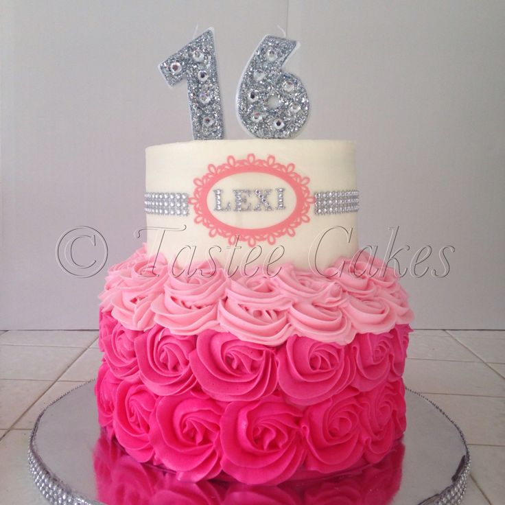 Pink Sweet 16 Birthday Cake