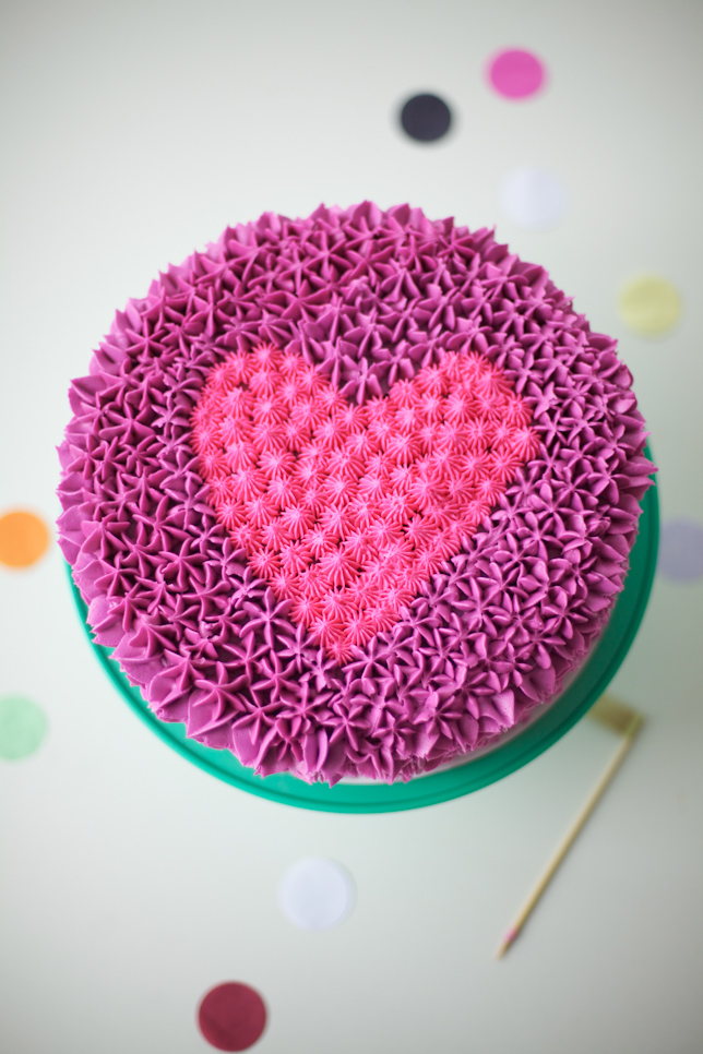 Purple and Pink Heart Cake