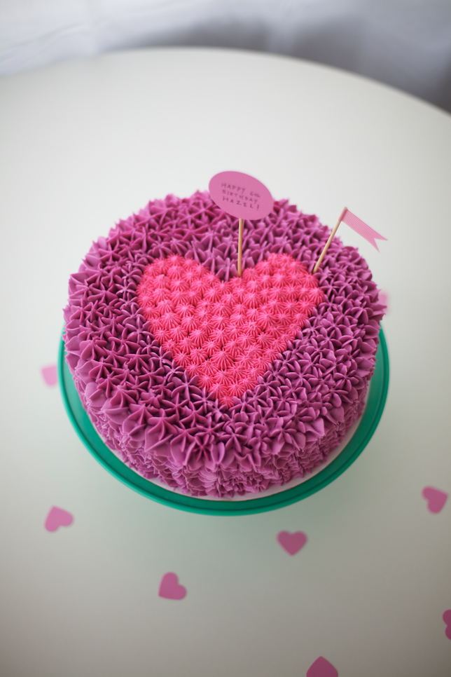 Purple and Pink Heart Cake