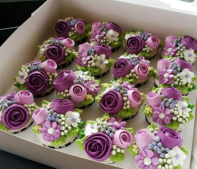 Purple Flower Birthday Cupcakes Purple Flower Birthday Cupcakes