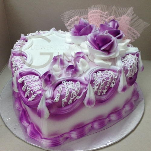 Purple Heart Shaped Birthday Cake