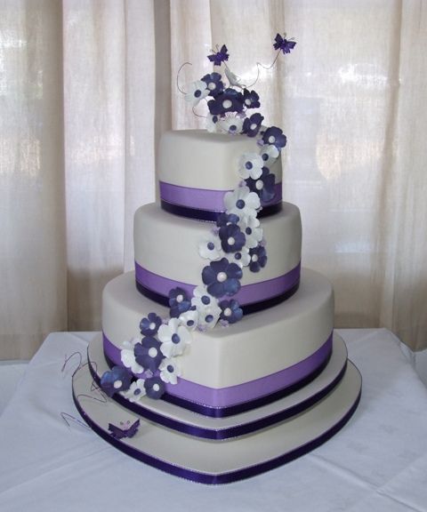 Purple Hearts Wedding Cake