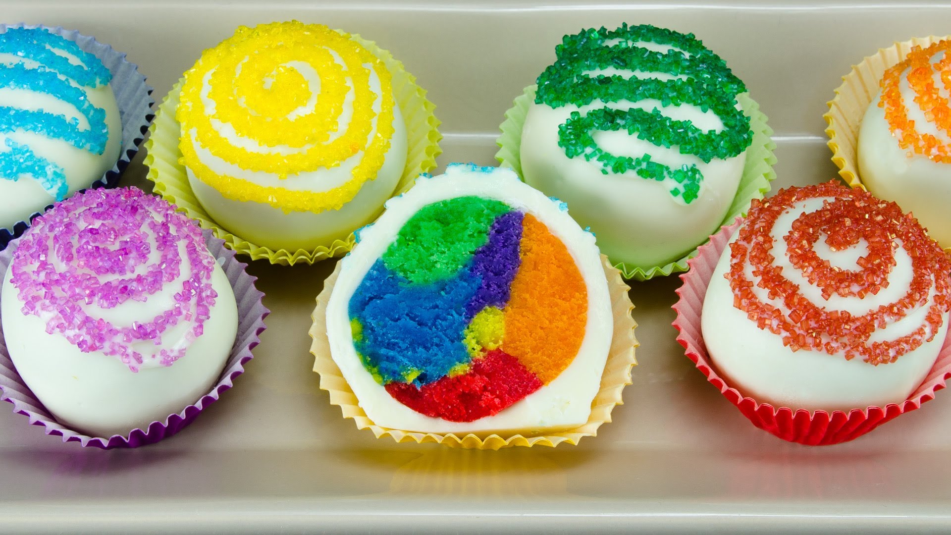 Rainbow Cake Cupcakes by Cookies and Cardio