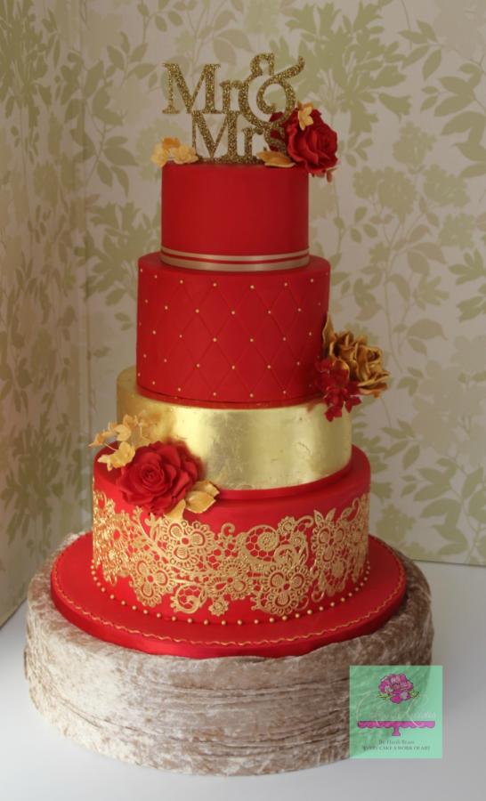 Red and Gold Wedding Cake Red and Gold Wedding Cake