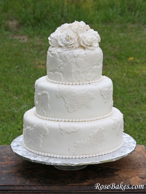 Rustic Vintage Lace Wedding Cake Rustic Vintage Lace Wedding Cake