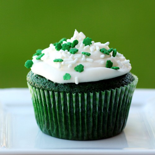 St. Patrick's Day Green Velvet Cupcakes