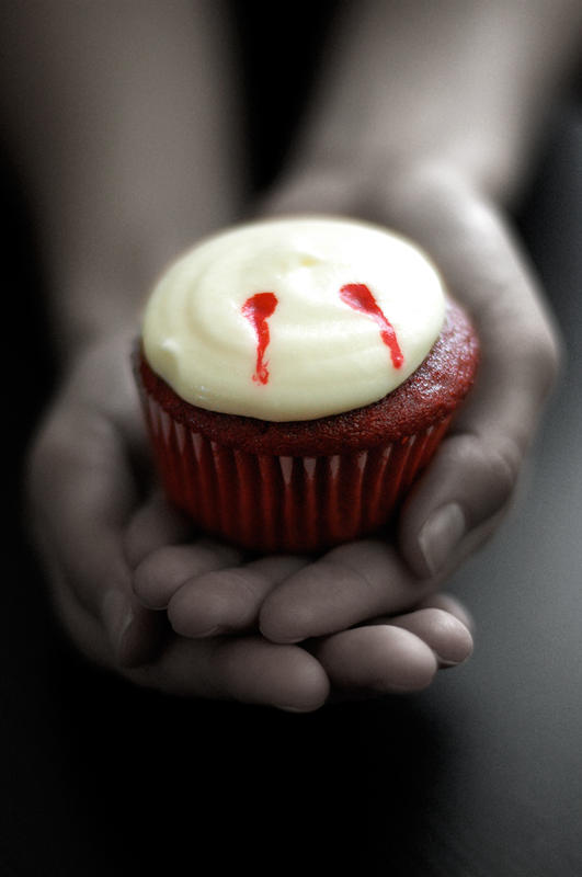 Vampire Bite Red Velvet Cupcakes