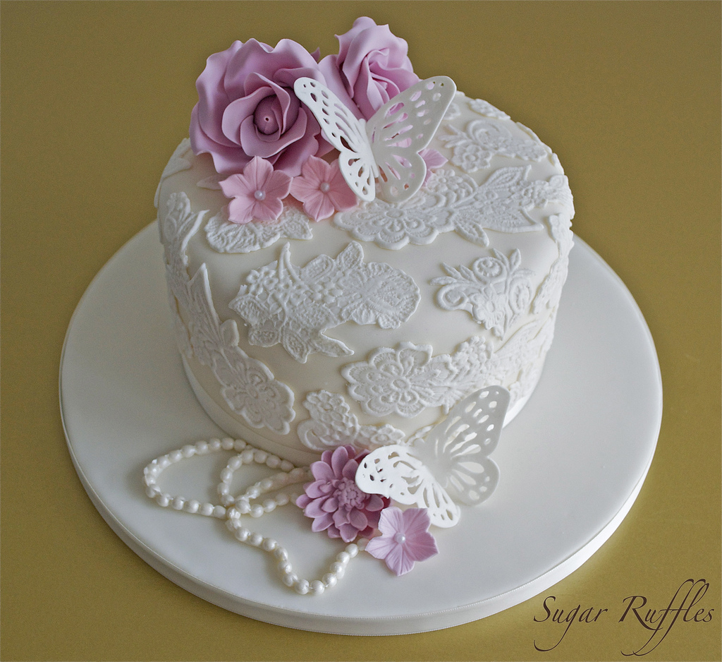 Vintage Lace Birthday Cake