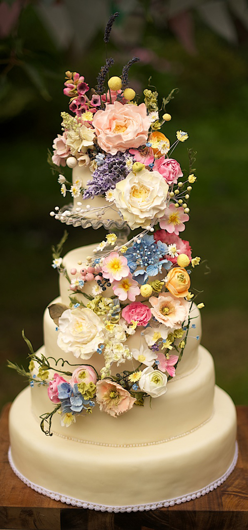 Wedding Cake with Wild Flowers