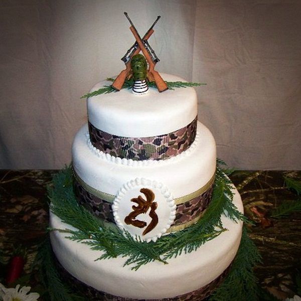 White Camo Wedding Cakes