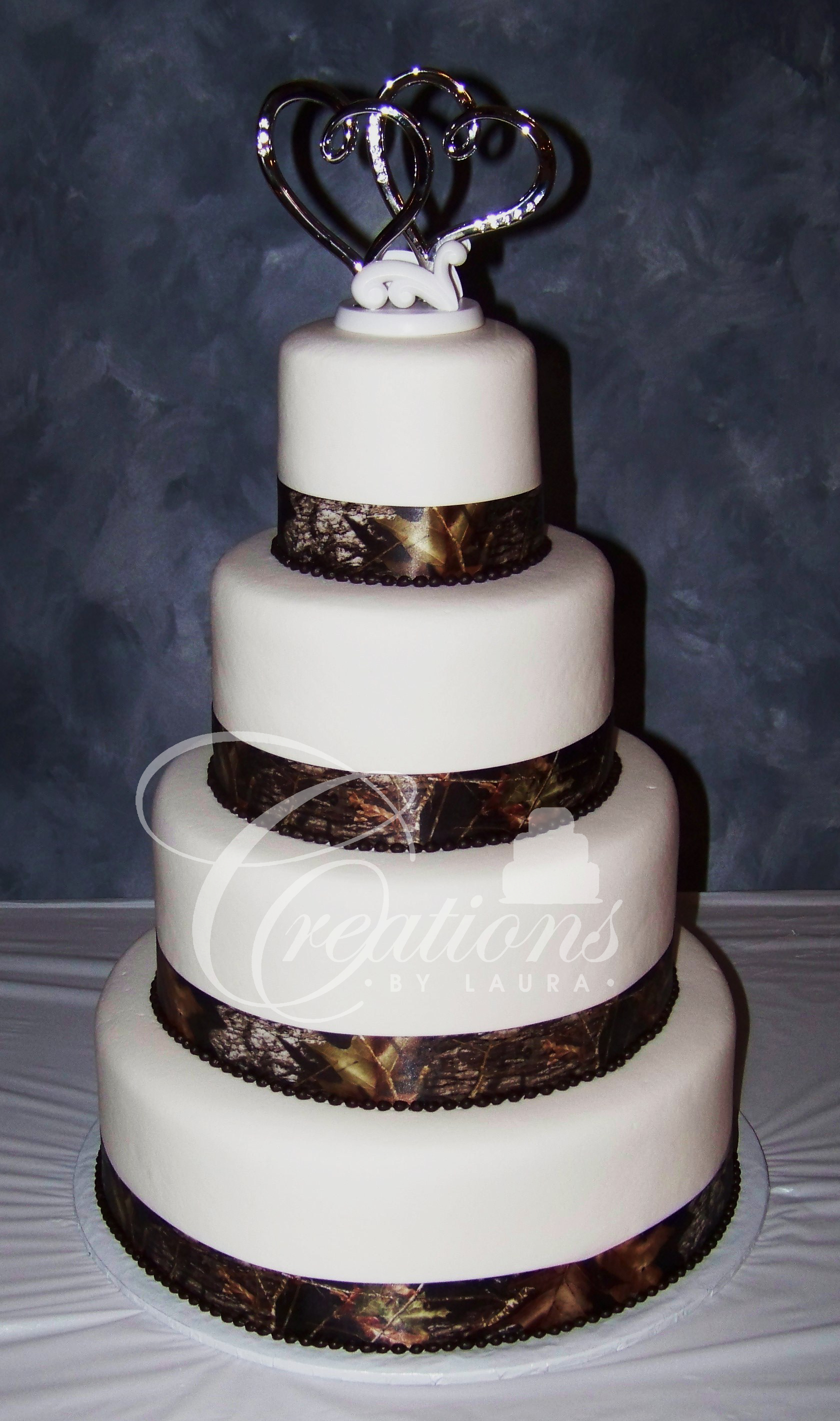 White Camo Wedding Cakes