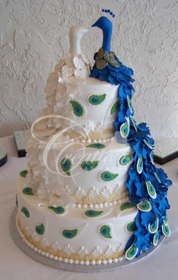 White Peacock Wedding Cake