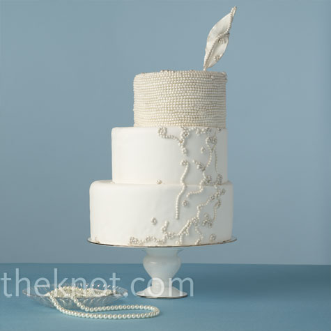 White Pearl Wedding Cake