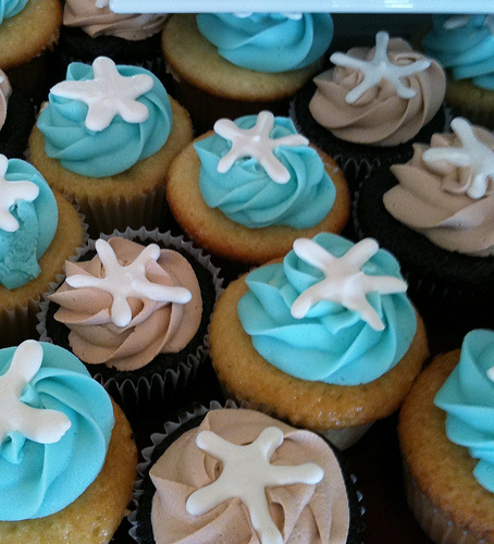 White Starfish Cupcakes