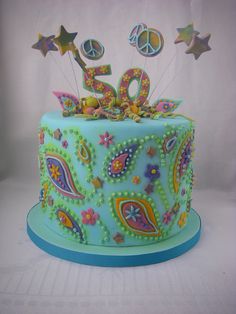 60s Theme Birthday Cake