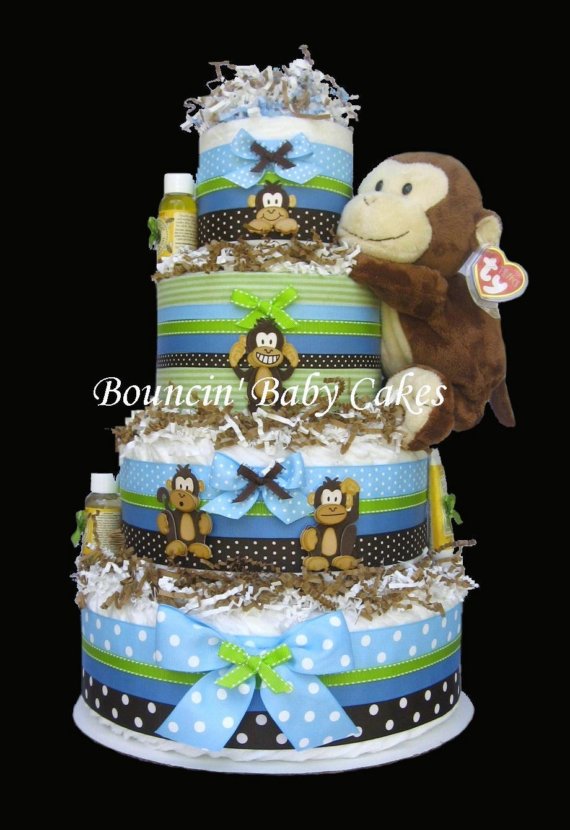 Baby Boy Diaper Cakes Centerpieces