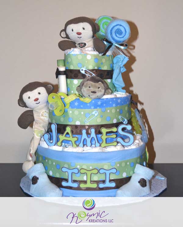 Boy Monkey Diaper Cake