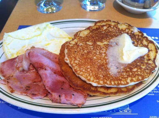 Breakfast Pancakes Eggs and Ham