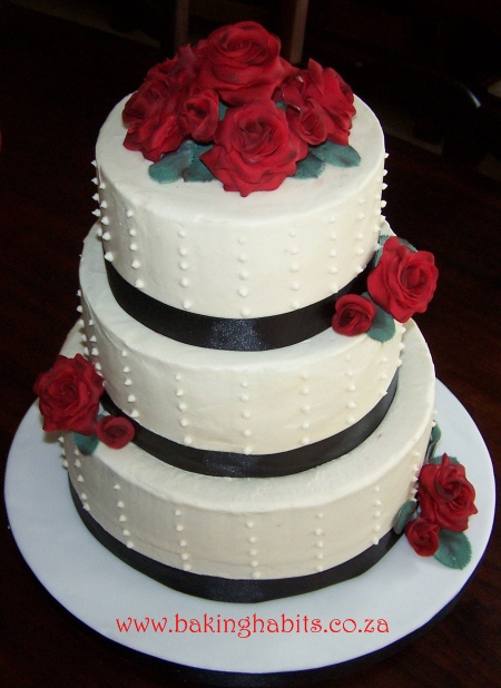 Buttercream Wedding Cake Red Black and White Buttercream Wedding Cake Red Black and White