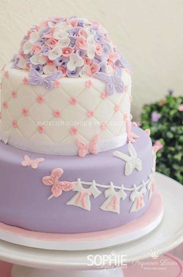 12 Photos of Butterfly Themed Baby Shower Cakes Three Layers