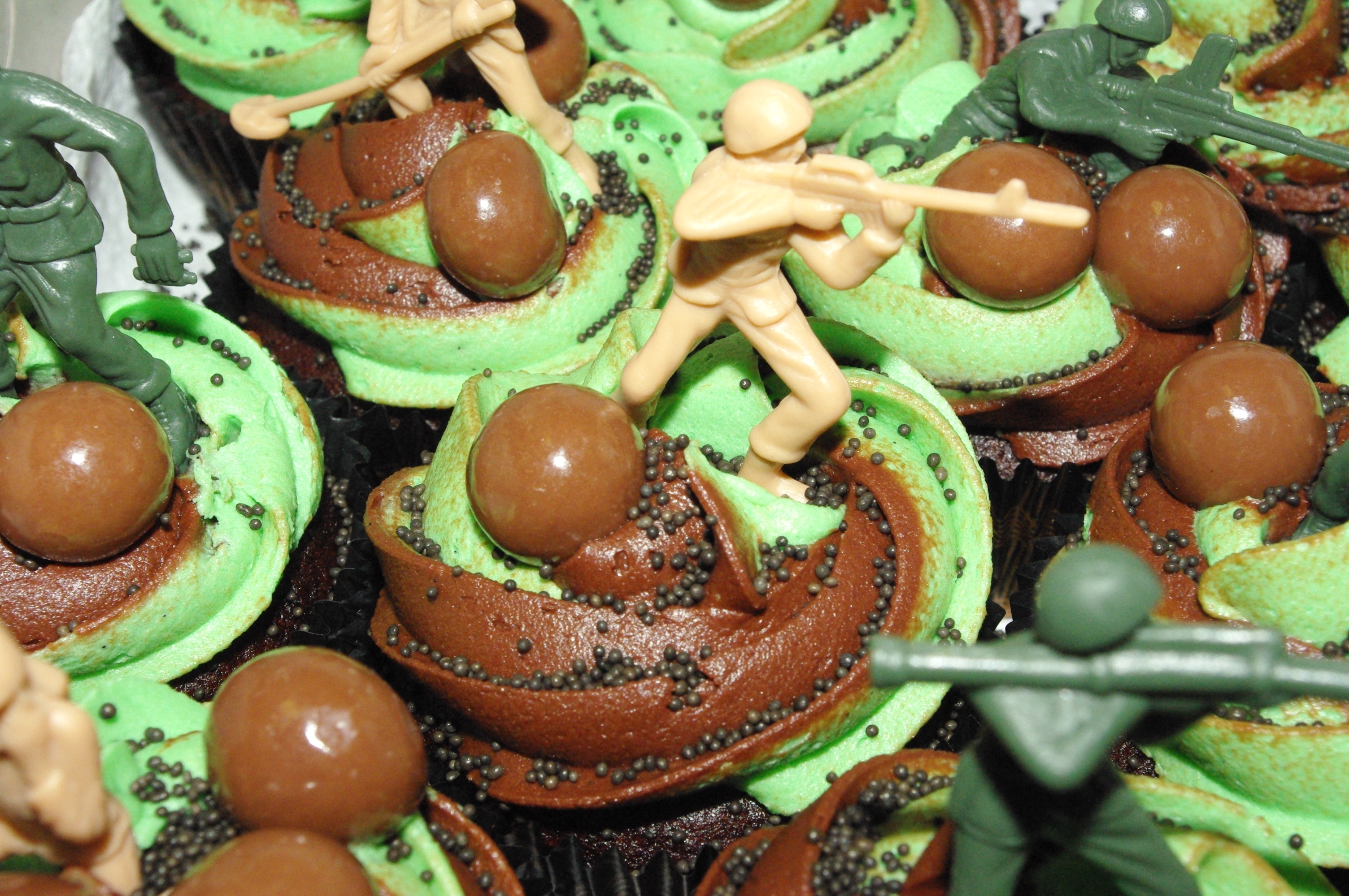 Camo with Orange Icing Cupcakes