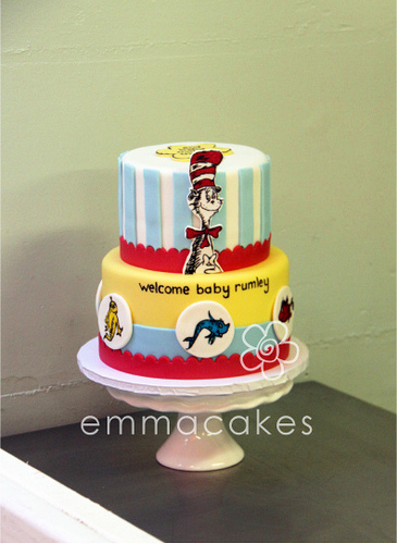Cat in the Hat Dr. Seuss Baby Shower Cake