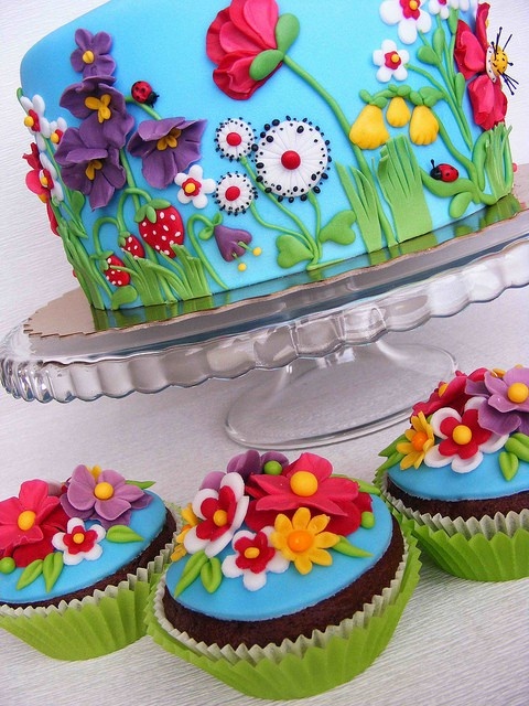 Colorful Flowers Cake Colorful Flowers Cake