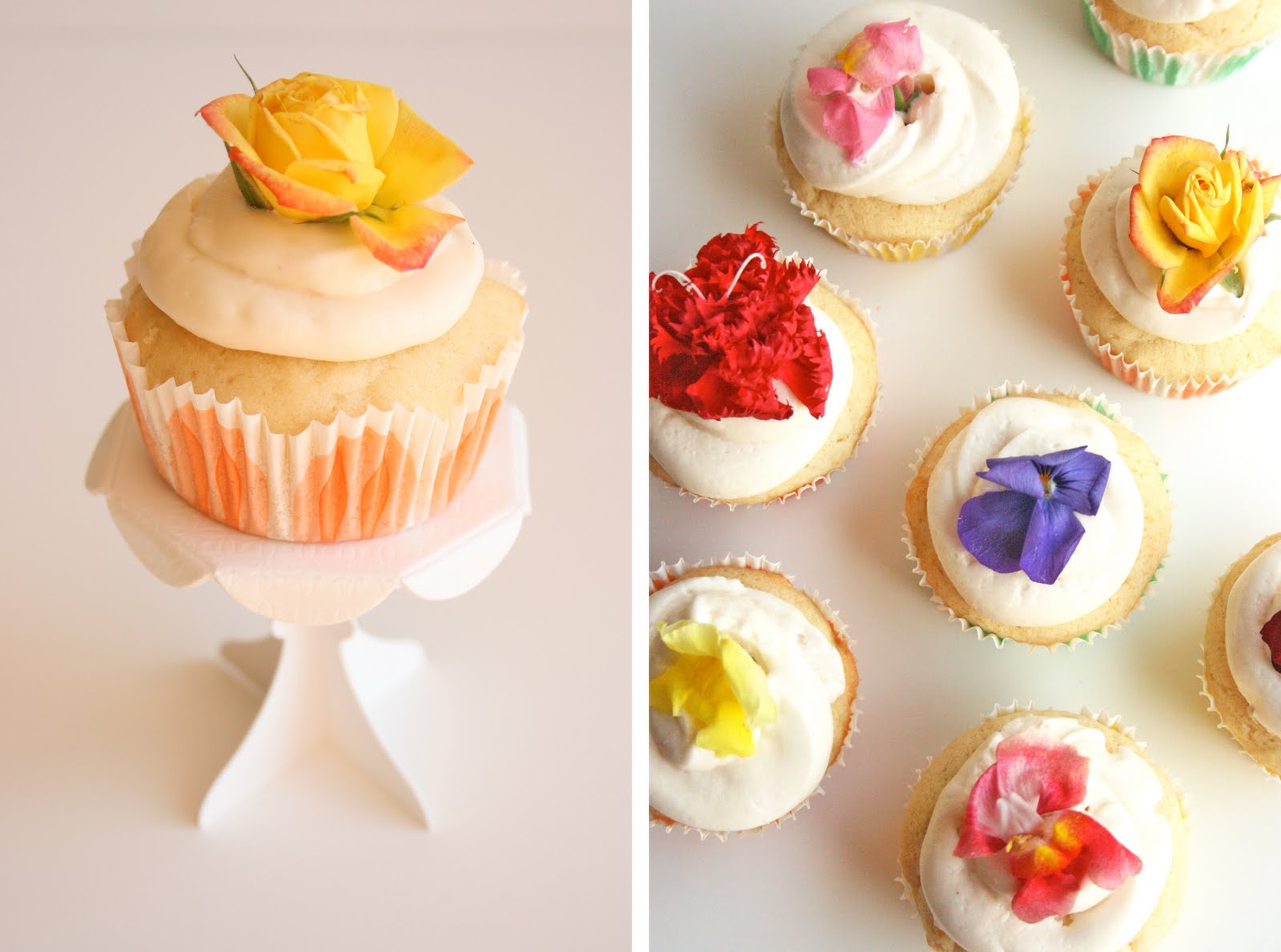 Cupcakes with Edible Flowers Cupcakes with Edible Flowers