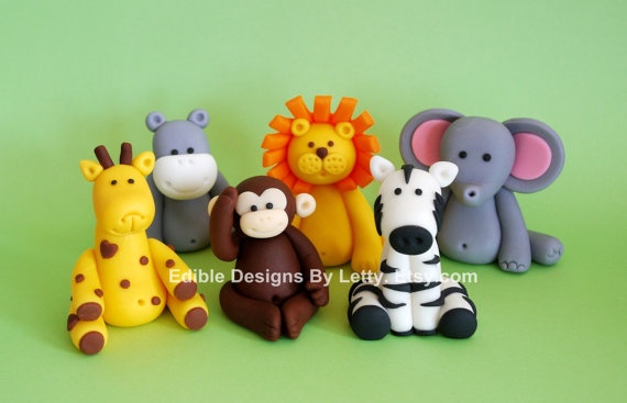 Fondant Jungle Animal Cake Toppers