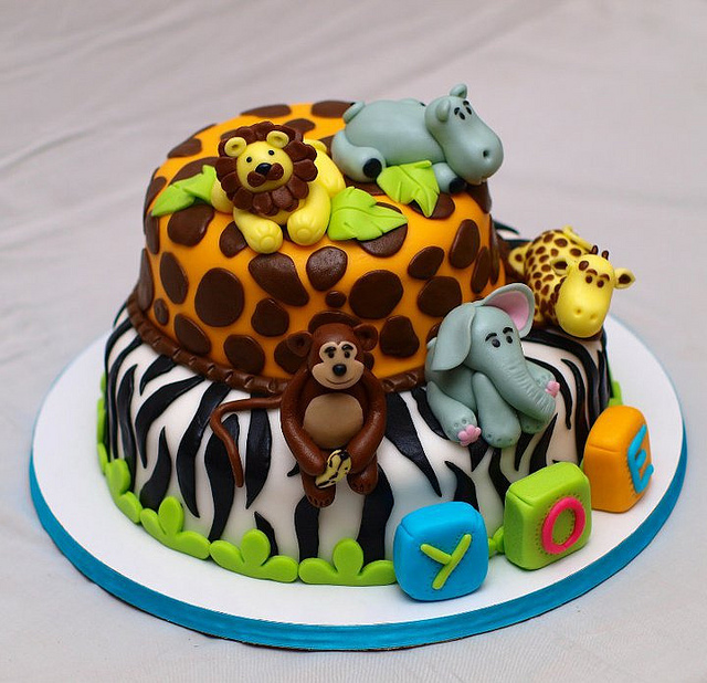 Fondant Jungle Animals Cake