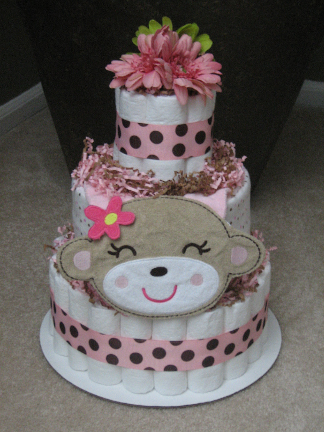 Girl Baby Shower Diaper Cake Centerpiece