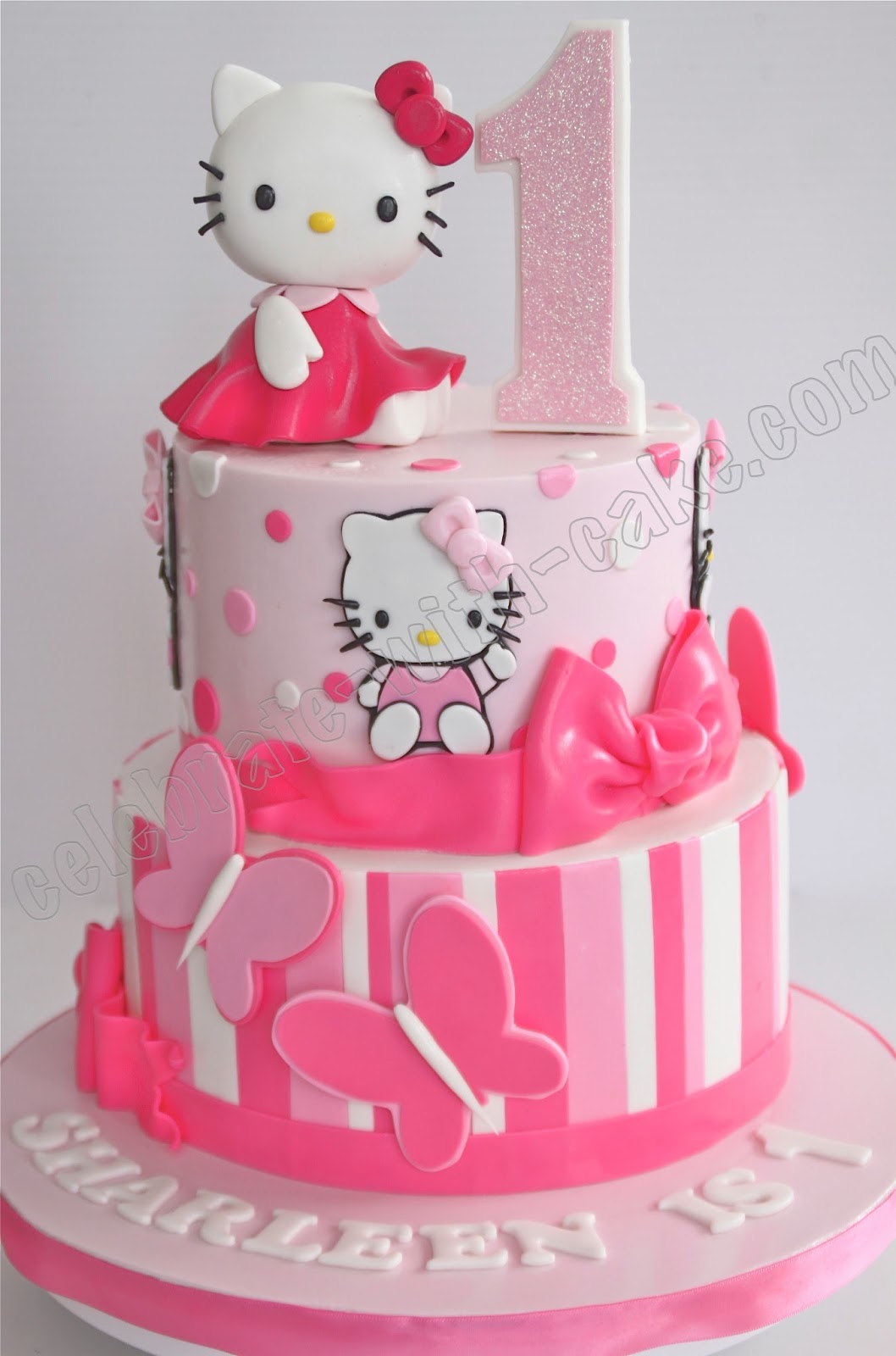 11 Photos of Hello Kitty First Birthday Cake And Cupcakes