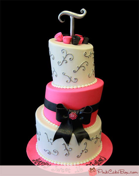 Hot Pink Topsy Turvy Sweet 16 Cake for Talyor's Sweet 16 Celebration