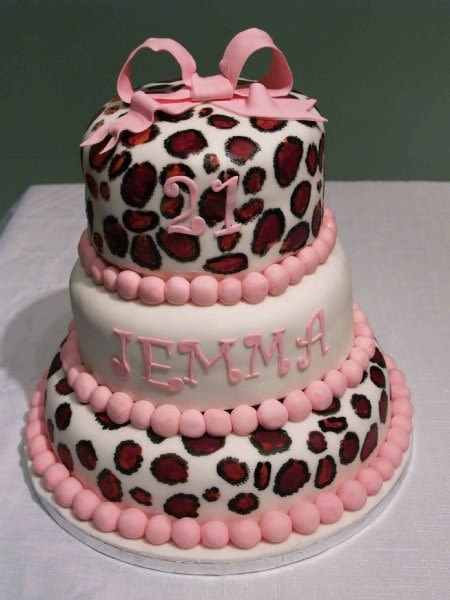 Leopard Print 21st Birthday Cake
