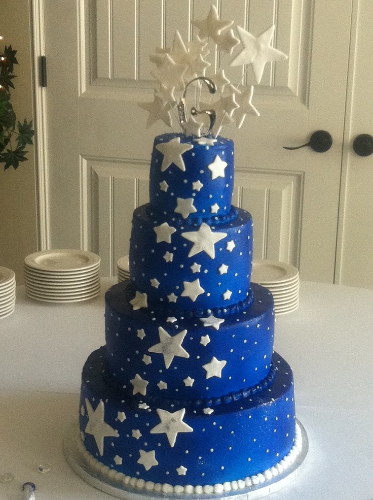 Midnight Blue Wedding Cake-I