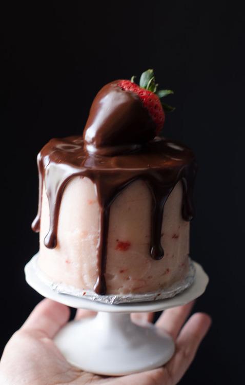 Mini Chocolate Strawberry Layer Cake