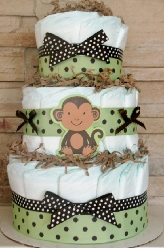 Monkey Baby Shower Diaper Cake