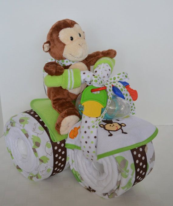 Monkey Baby Shower Motorcycle Diaper Cake