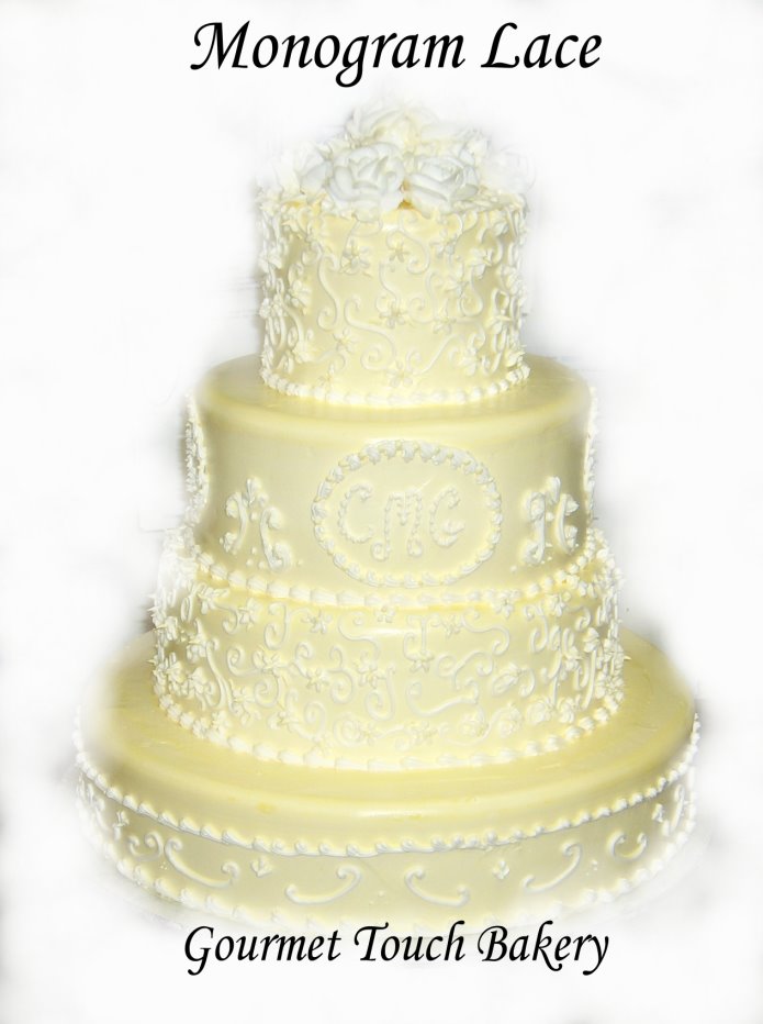 Monogram Wedding Cake with Lace