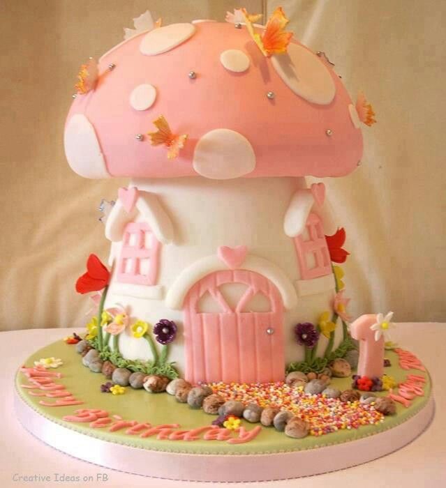 Mushroom Birthday Cake Pink