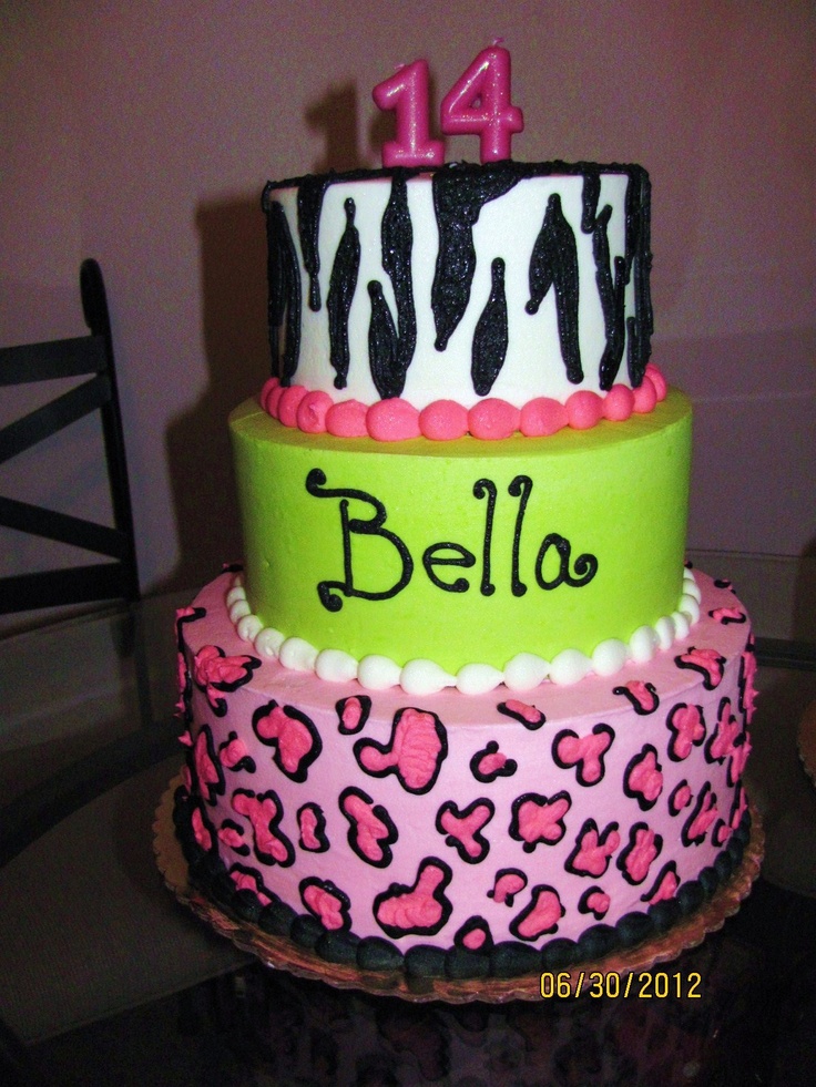 Neon Animal Print Birthday Cake