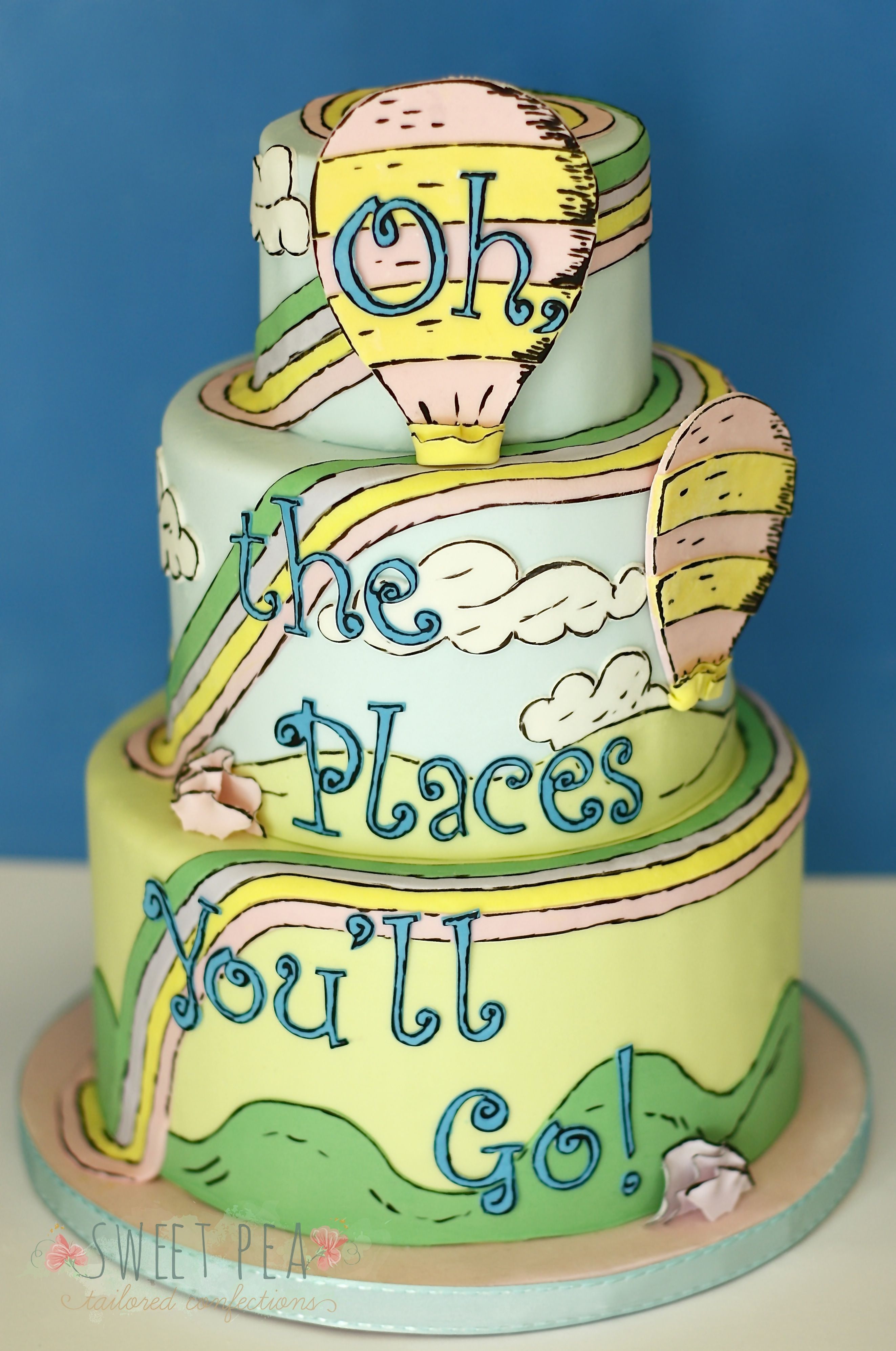 OH the Places You'll Go Graduation Cake