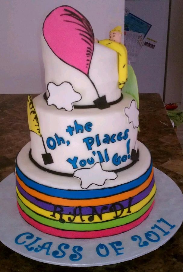 OH the Places You'll Go Graduation Cake