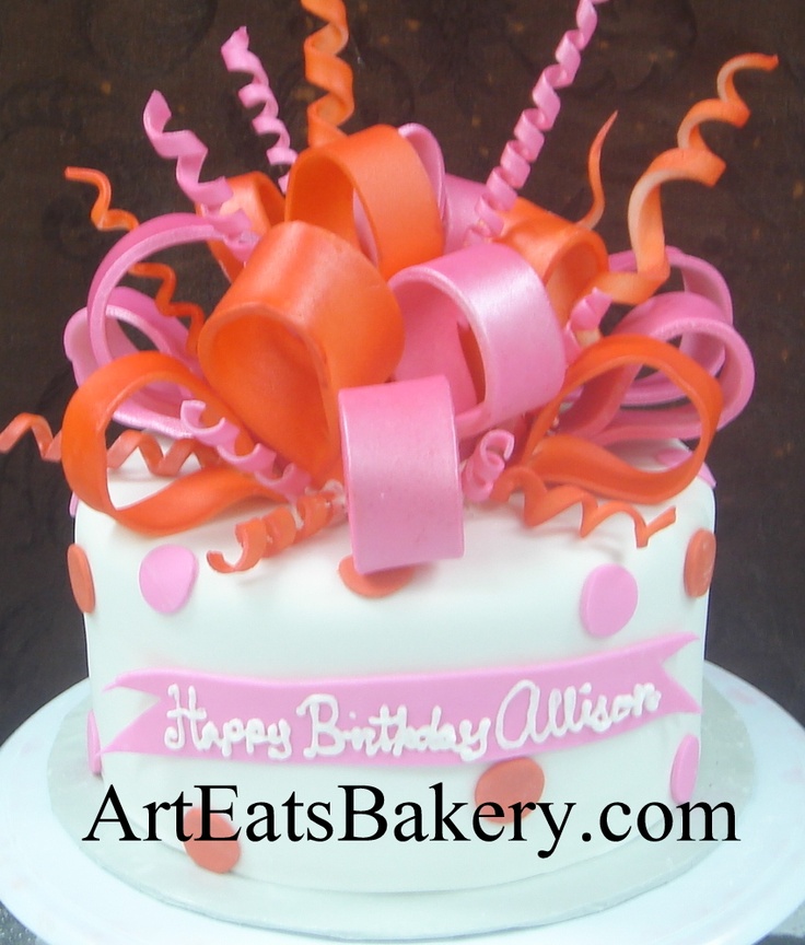 Orange and Pink Polka Dot Birthday Cake Orange and Pink Polka Dot Birthday Cake