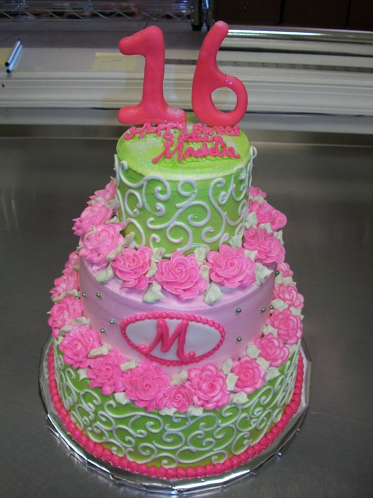 Pink and Green Sweet Sixteen Cake Pink and Green Sweet Sixteen Cake