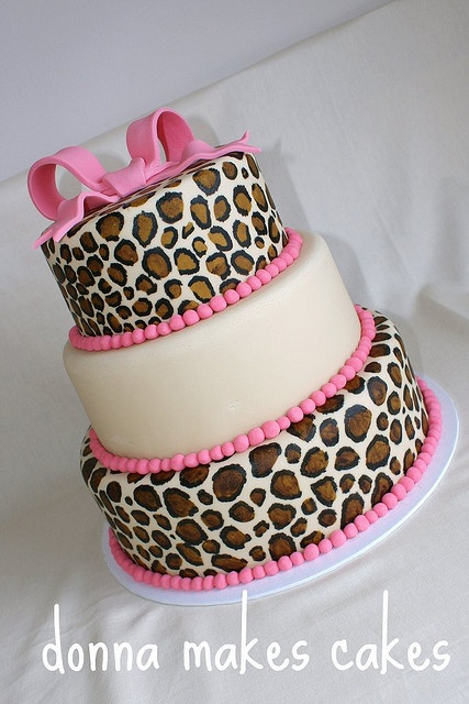 Pink and Leopard Print Cake