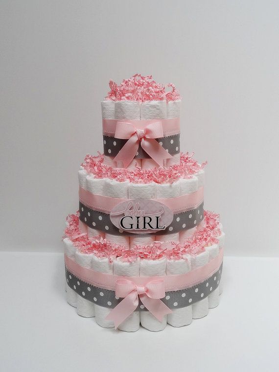 Pink Girl Baby Shower Diaper Cake